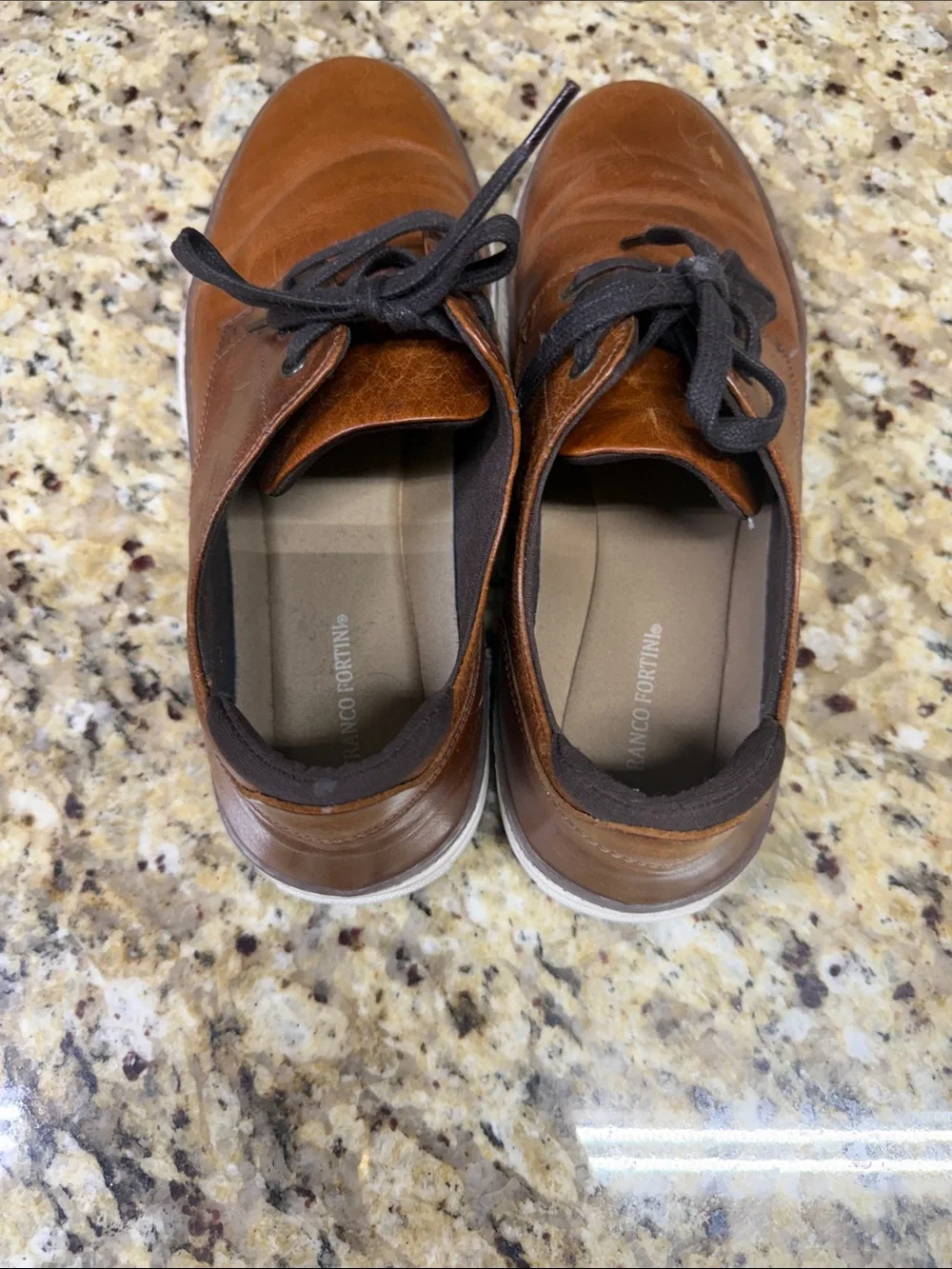 Franco Fortini Brown Leather Derby Shoes with Black Laces